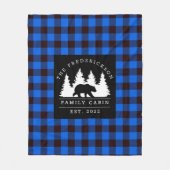 Blue Rustic Pset Beren Bossen Family Cabin Fleece Deken (Voorkant)