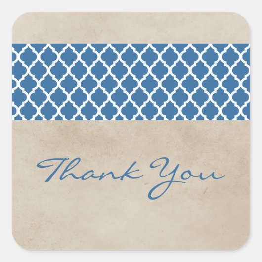 Blue Rustic Quatrefoil Hartelijk dank, Stickers (Voorkant)