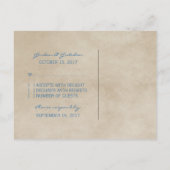 Blue Rustic Quatrefoil RSVP Briefkaart (Achterkant)