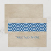 Blue Rustic Quatrefoil Table Number Briefkaart (Voorkant / Achterkant)