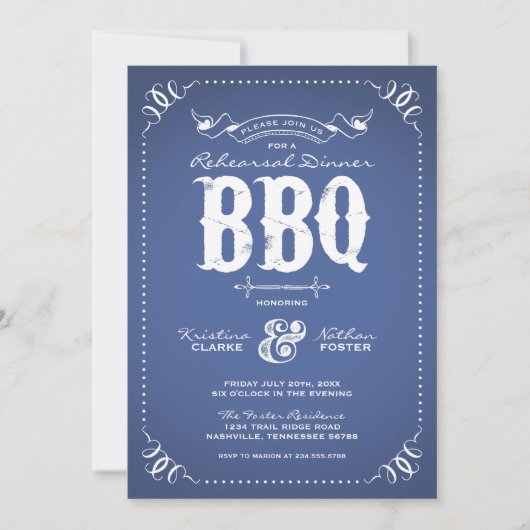 Blue Rustic Repetitie Diner BBQ Kaart (Voorkant)