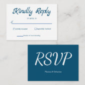 Blue Rustic RSVP Card Elegant Simple RSVP-kaart Notitiekaartje (Voorkant / Achterkant)