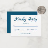 Blue Rustic RSVP Card Elegant Simple RSVP-kaart Notitiekaartje (Voorkant / Achterkant in situ)