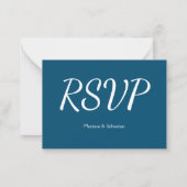 Blue Rustic RSVP Card Elegant Simple RSVP-kaart Notitiekaartje (Achterkant)