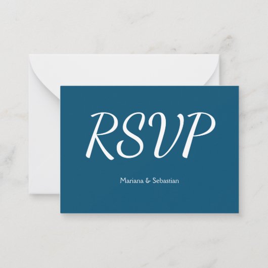 Blue Rustic RSVP Card Elegant Simple RSVP-kaart Notitiekaartje (Achterkant)