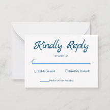 Blue Rustic RSVP Card Elegant Simple RSVP-kaart