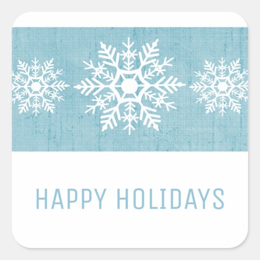 Blue Rustic Snowflake Holiday Vierkante Sticker (Voorkant)