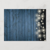 Blue Rustic String Lights Greenery Baptism Uitnodiging Briefkaart (Achterkant)