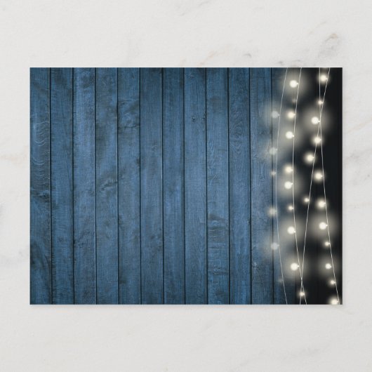 Blue Rustic String Lights Greenery Baptism Uitnodiging Briefkaart (Achterkant)