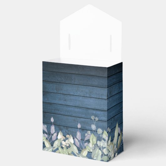 Blue Rustic String Lights Greenery Foliage Wedding Bedankdoosjes (Geopend)