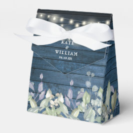 Blue Rustic String Lights Greenery Foliage Wedding Bedankdoosjes