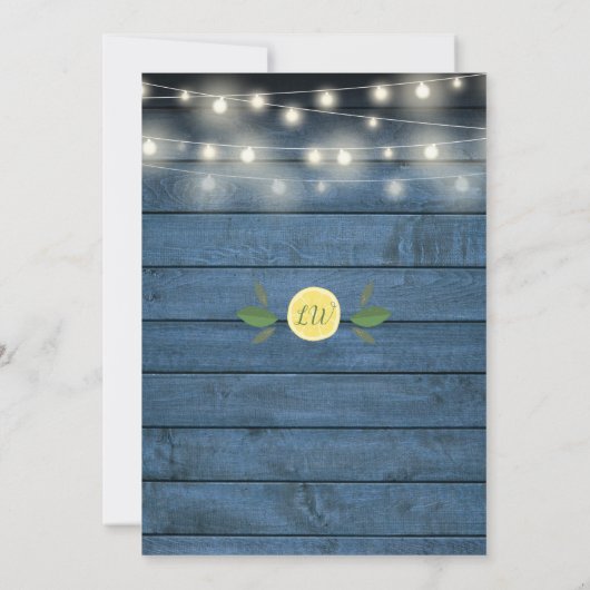 Blue Rustic String Lights Vrijgezellenfeest Kaart (Achterkant)