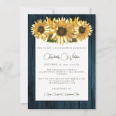 Blue Rustic Sunflower Baby shower Invitation Kaart (Voorkant)