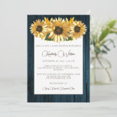 Blue Rustic Sunflower Baby shower Invitation Kaart (Staand voorkant)