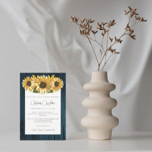 Blue Rustic Sunflower Baby shower Invitation Kaart