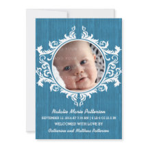 Blue Rustic Swirls Baby kondiging