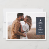 Blue Rustic Tree Woodgrain Christmas Photo Card Kaart (Voorkant)