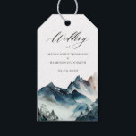 Blue rustic Waterverf Mountain Dank je huwelijk Cadeaulabel<br><div class="desc">Blauwe bergen rustig collectie. Volledige suite hier beschikbaar op https://www.zazzle.com/collections/blue_watercolor_mountains-119930444621335812</div>