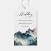 Blue rustic Waterverf Mountain Dank je huwelijk Cadeaulabel (Voorkant)