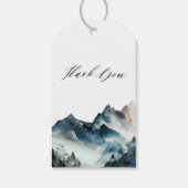 Blue rustic Waterverf Mountain Dank je huwelijk Cadeaulabel (Achterkant)