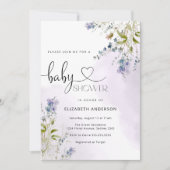 Blue Rustic Wildflower Boy Baby shower Uitnodiging (Voorkant)