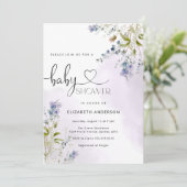 Blue Rustic Wildflower Boy Baby shower Uitnodiging (Staand voorkant)