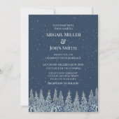 Blue Rustic Winter Forest Wedding Invitations Kaart (Voorkant)