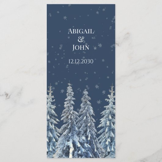 Blue Rustic Winter Forest Wedding Menu (Achterkant)