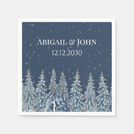 Blue Rustic Winter Forest Wedding Napkin Servet