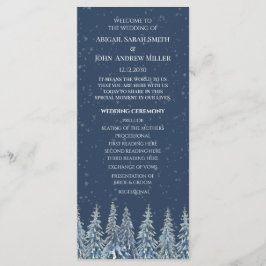 Blue Rustic Winter Forest Wedding Program Programmakaart
