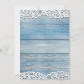 Blue Rustic Wood en Lace Wedding Kaart (Achterkant)
