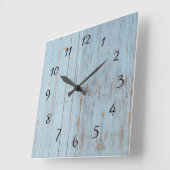 Blue Rustic Wood Farmhouse  Vierkante Klok (Hoek)