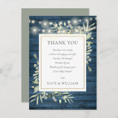 Blue Rustic Wood Licht Greenery Baby shower Poem Bedankkaart (Voorkant / Achterkant)