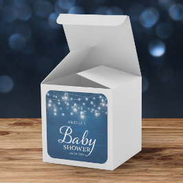 Blue Rustic Wood Mason Jars and Lights Baby shower Vierkante Sticker