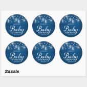Blue Rustic Wood Mason Jars Lights Baby shower Ronde Sticker (Vel)