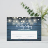 Blue Rustic Wood Panels String Lights RSVP Kaartje (Staand voorkant)