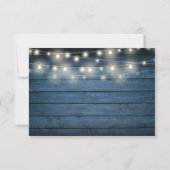 Blue Rustic Wood Panels String Lights RSVP Kaartje (Achterkant)