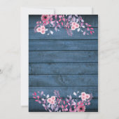 Blue Rustic Wood String Lights Floral Wedding Kaart (Achterkant)