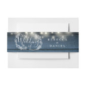 Blue Rustic Wood String Lights Floral Wedding Uitnodigingen Wikkel (Voorkant Voorbeeld)