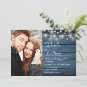 Blue Rustic Wood String Lights Kaart (Staand voorkant)