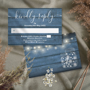 Blue Rustic Wood String Lights Mason Jars RSVP Kaartje