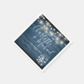 Blue Rustic Wood String Lights Mason Jars Wedding Servet (Hoek)