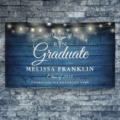 Blue Rustic Wood String Lights Nursing Afstuderen Spandoek