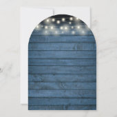 Blue Rustic Wood String Lights Retirement Party Kaart (Achterkant)