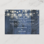 Blue Rustic Wood String Lights Wedding Dank je Plaatskaartje (Achterkant)