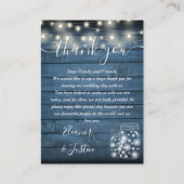 Blue Rustic Wood String Lights Wedding Dank je Plaatskaartje (Voorkant)