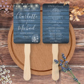 Blue Rustic Wood String Lights Wedding Programme Handwaaier