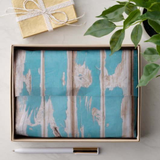 Blue Rustic Wood Tissuepapier (Geschenk)