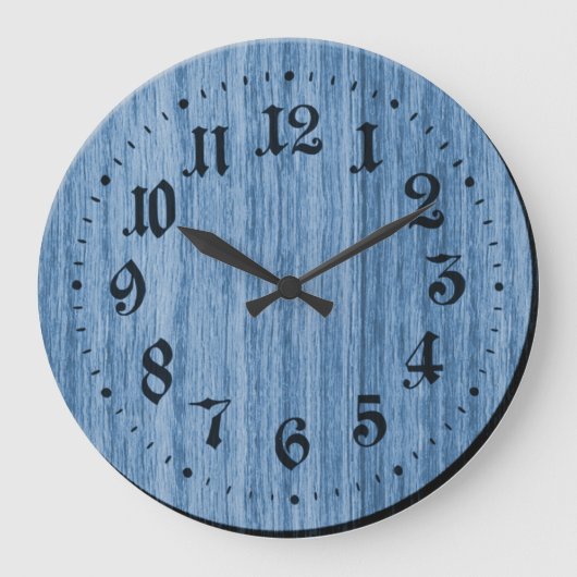 Blue Rustic Wooden Clock Grote Klok (Voorkant)