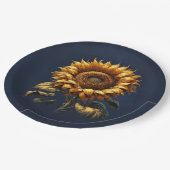 Blue rustieke zonnebloem bruiloft Vrijgezellenfees Papieren Bordje (Gekanteld)